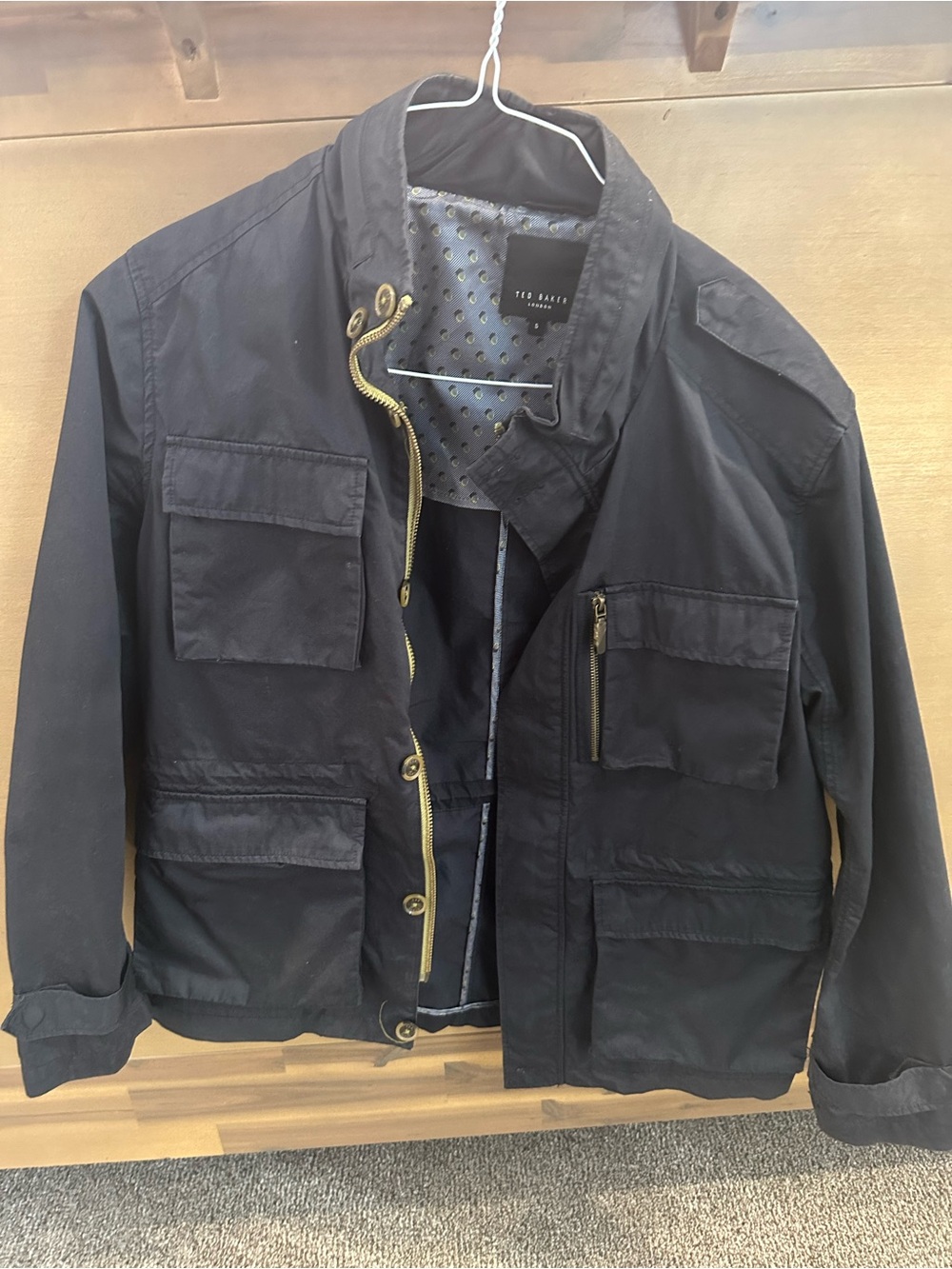Ted Baker Navy Military Field Jacket with Contrast Zip